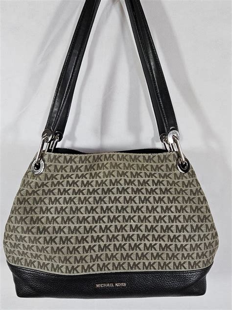 michael kors raven handtasche|Raven Large Logo Jacquard Shoulder Bag .